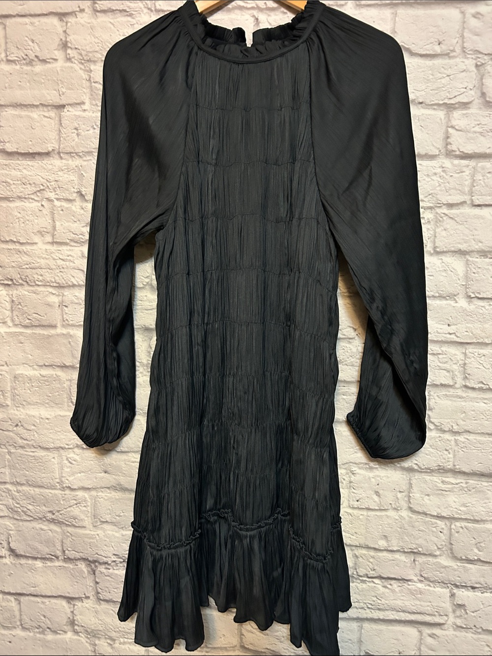 Maeve Anthropology Black Tasha Smocked Mini Dress size M